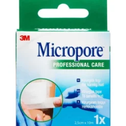 3M MICROPORE PAPIRTAPE (HVID, 2,5 CM)