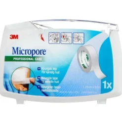 3M MICROPORE PAPIRTAPE M. DISPENSER (HVID, 1,25 CM)