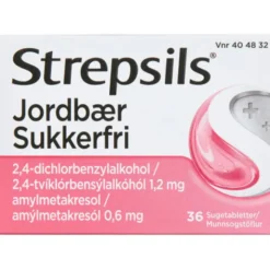 STREPSILS JORDBÆRSUKKERFRI 36 STK
